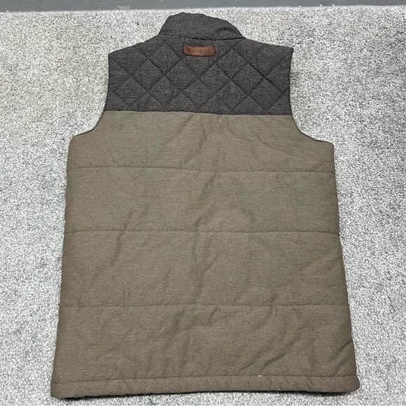 Cinch Vest Men's Small Tan Quilted Full Zip Snap Western Pockets Drawstring - Picture 6 of 7